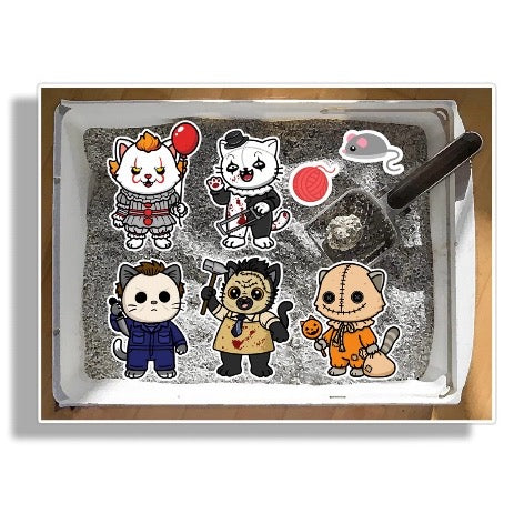Horror Movie Kitty Cat Litter Box Slashers Vinyl Decals Sticker Sheet