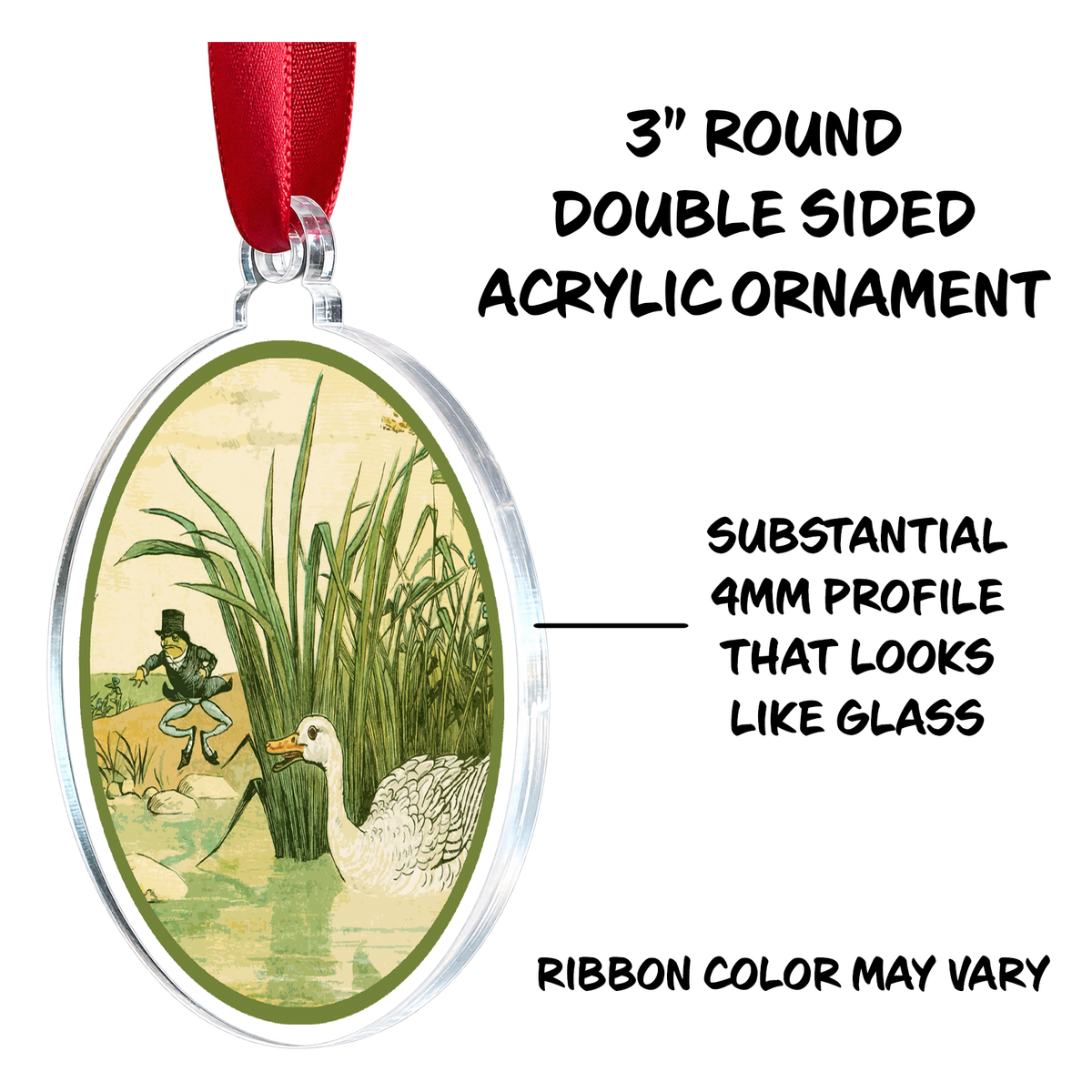 Frog and Little White Duck Ornament Medallion Hanging Charm