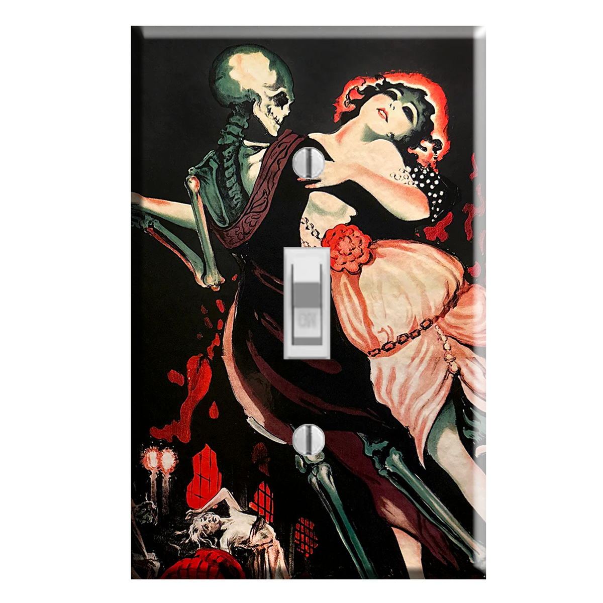 Macabre Silent Horror Movie Gothic Skeleton Light Switch Plate Cover