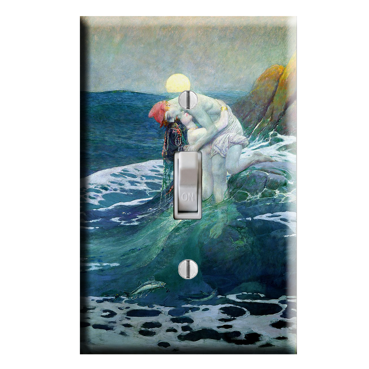 Mythical Mermaid Sailor Fantasy Art Light Switch Plate Cover Nautical Coastal Decor
