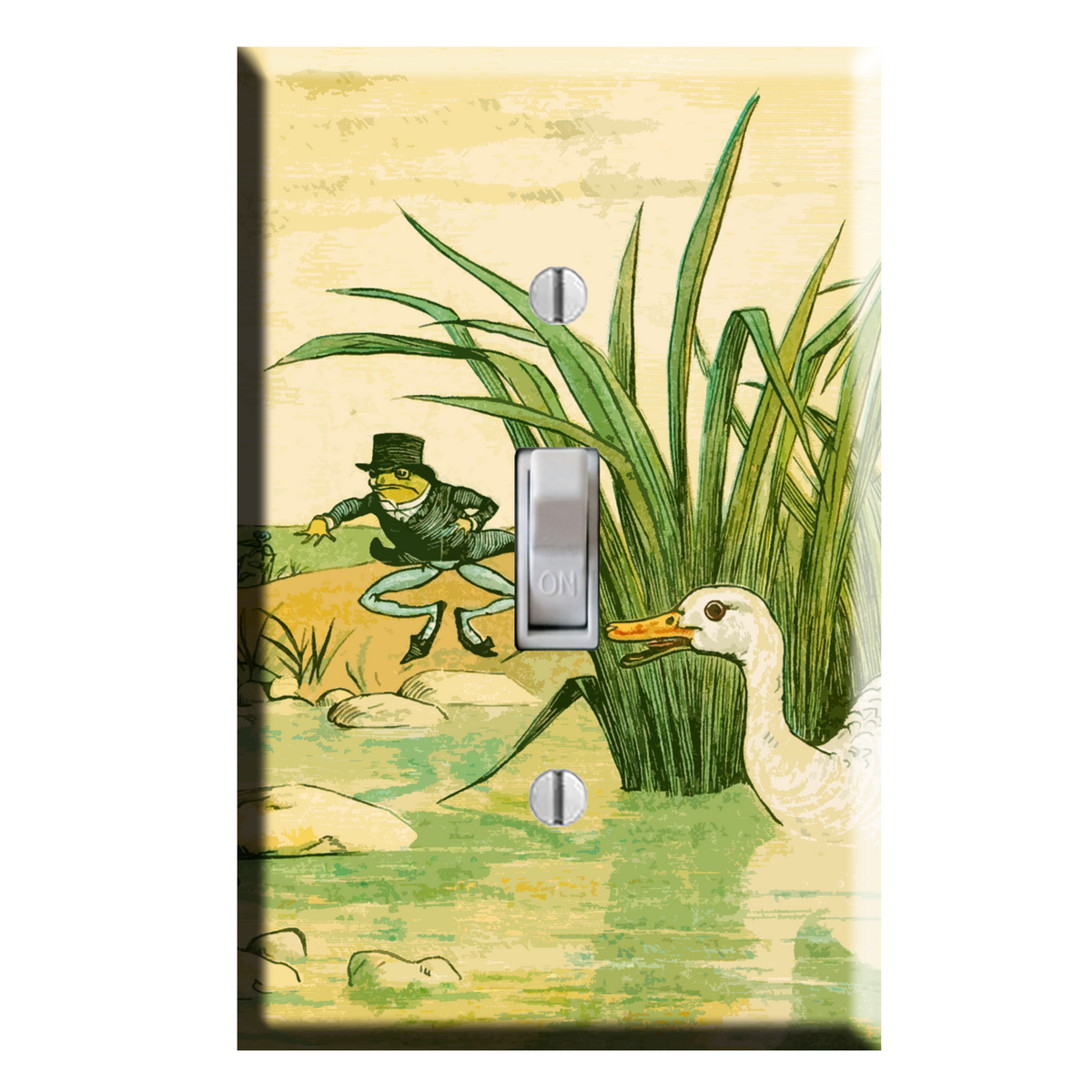 Frog and Little White Duck Children's Book Nursery Decor Light Switch Plate Cover Decor