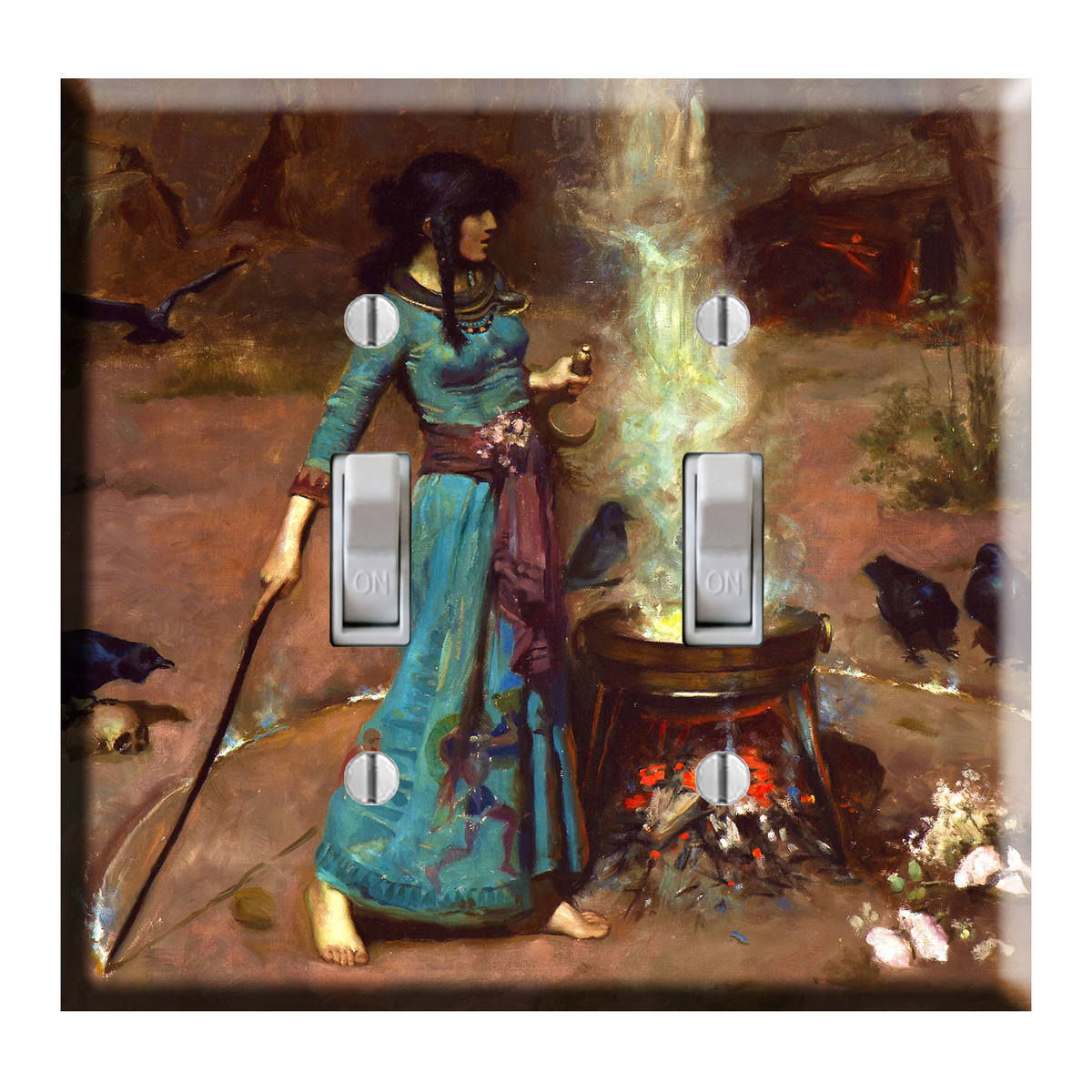 The Magic Circle Protection Witch Cauldron Double Light Switch Plate Cover