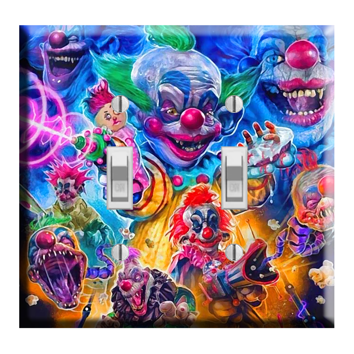 80's Horror Film Killer Klowns from Outer Space Double Toggle Light Switch Cover Plate