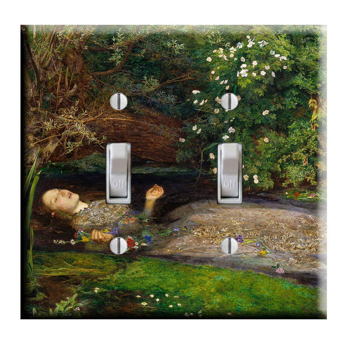 Ophelia Painting Shakespeare Hamlet DOUBLE Light Switch Cover Wall Plate Decor