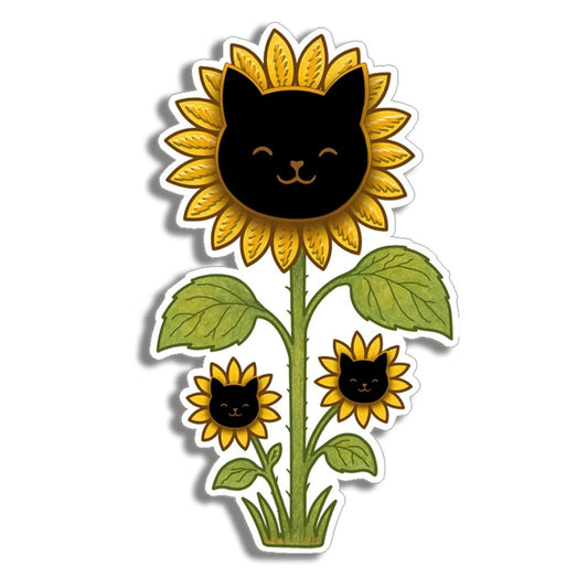 China Cat Sunflower Black Kitty Vinyl Decal Sticker
