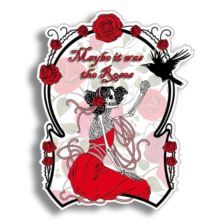 Grateful Dead Maybe it Was the Roses Skeleton Vinyl Decal Sticker