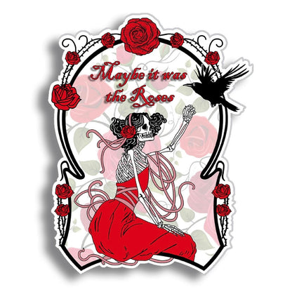 Grateful Dead Maybe it Was the Roses Skeleton Vinyl Decal Sticker