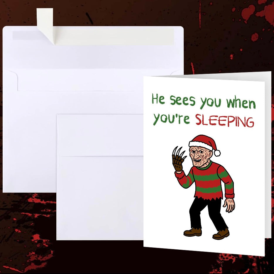 Nightmare on Elm Street Freddy Krueger Christmas Holiday Greeting Card