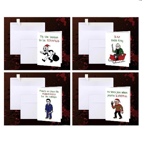 Horror Movie Icons Christmas Greeting Cards