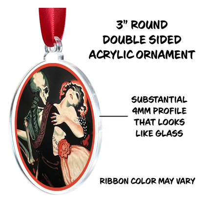 Macabre Silent Horror Movie Romance Gothic Skeleton Holiday Ornament Medallion Hanging Charm