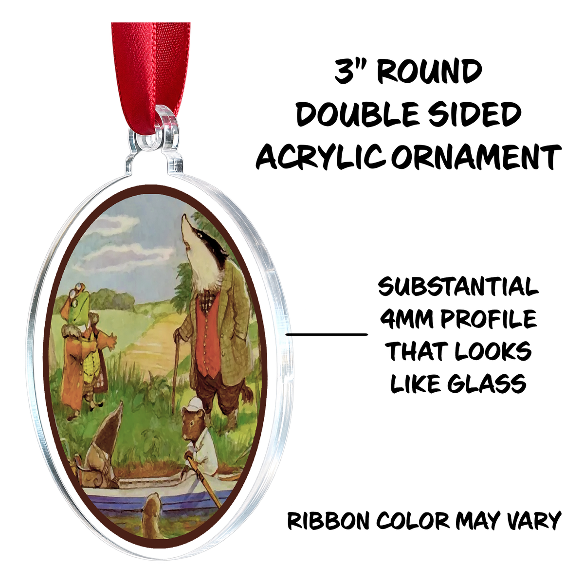 Wind in the Willow Christmas Mr Toad Badger Holiday Ornament Medallion Hanging Charm