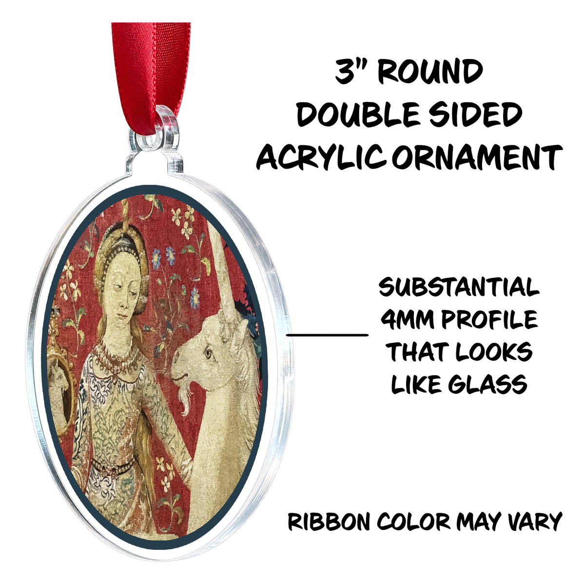 The Lady and the Unicorn Medieval Tapestry Holiday Christmas Tree Ornament Medallion Hanging Charmm