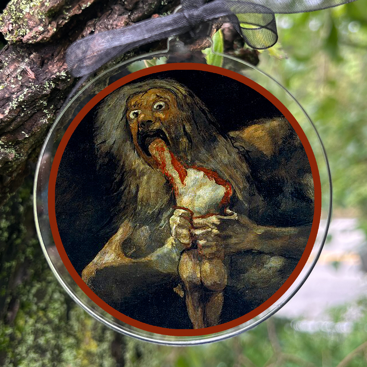 Saturn Devouring His Son Light Holiday Ornament Medallion Hanging Charm