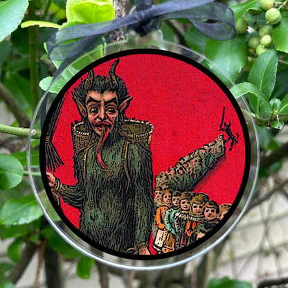 Folklore Retro Krampus Holiday Ornament Medallion Hanging Charm