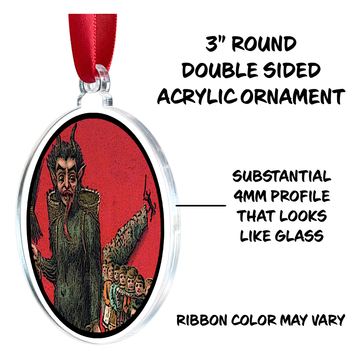Folklore Retro Krampus Holiday Ornament Medallion Hanging Charm