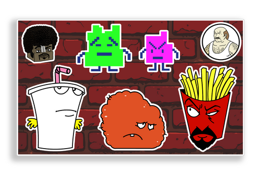 ATHF Aqua Teen Hunger Force Fast Food Adult Cartoon Vinyl Decal Sticker Sheet