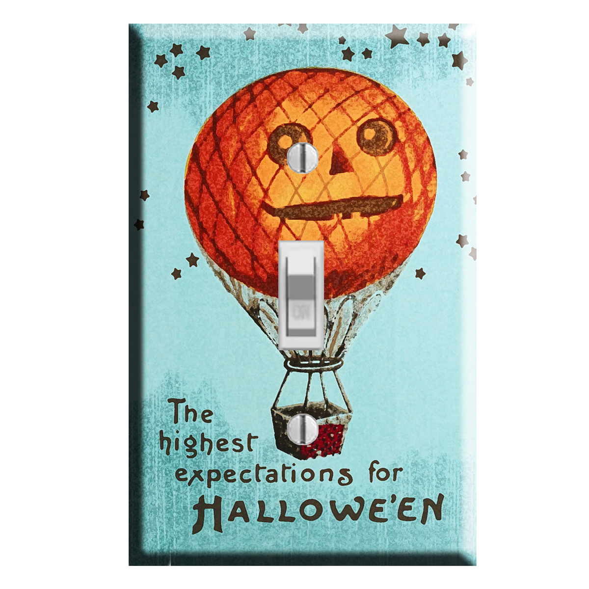Halloween Pumpkin Hot Air Balloon Retro Jack O'Lantern Light Switch Plate Cover