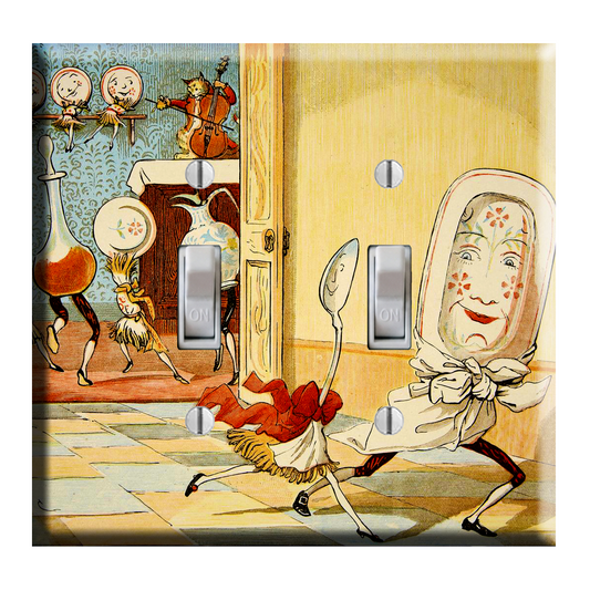 Hey Diddle Diddle Plate Spoon Children Nursery Light Switch Plate Cover Decor