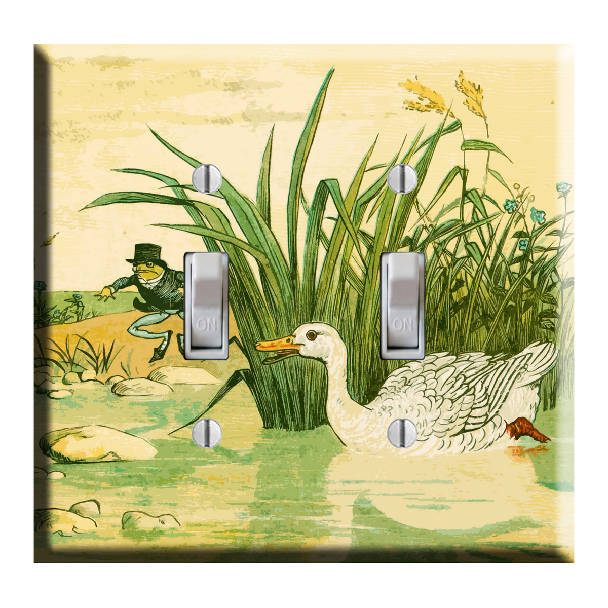 Frog and Little White Duck Children's Book Nursery Light Switch Plate Cover