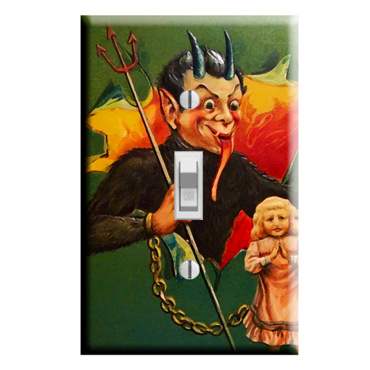 Dark Folklore Retro Krampus Devil Light Switch Plate Cover Gothic Decor