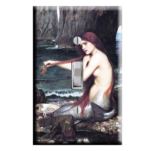 Mythical Mermaid Fantasy Art Light Switch Plate Cover Coastal Decor