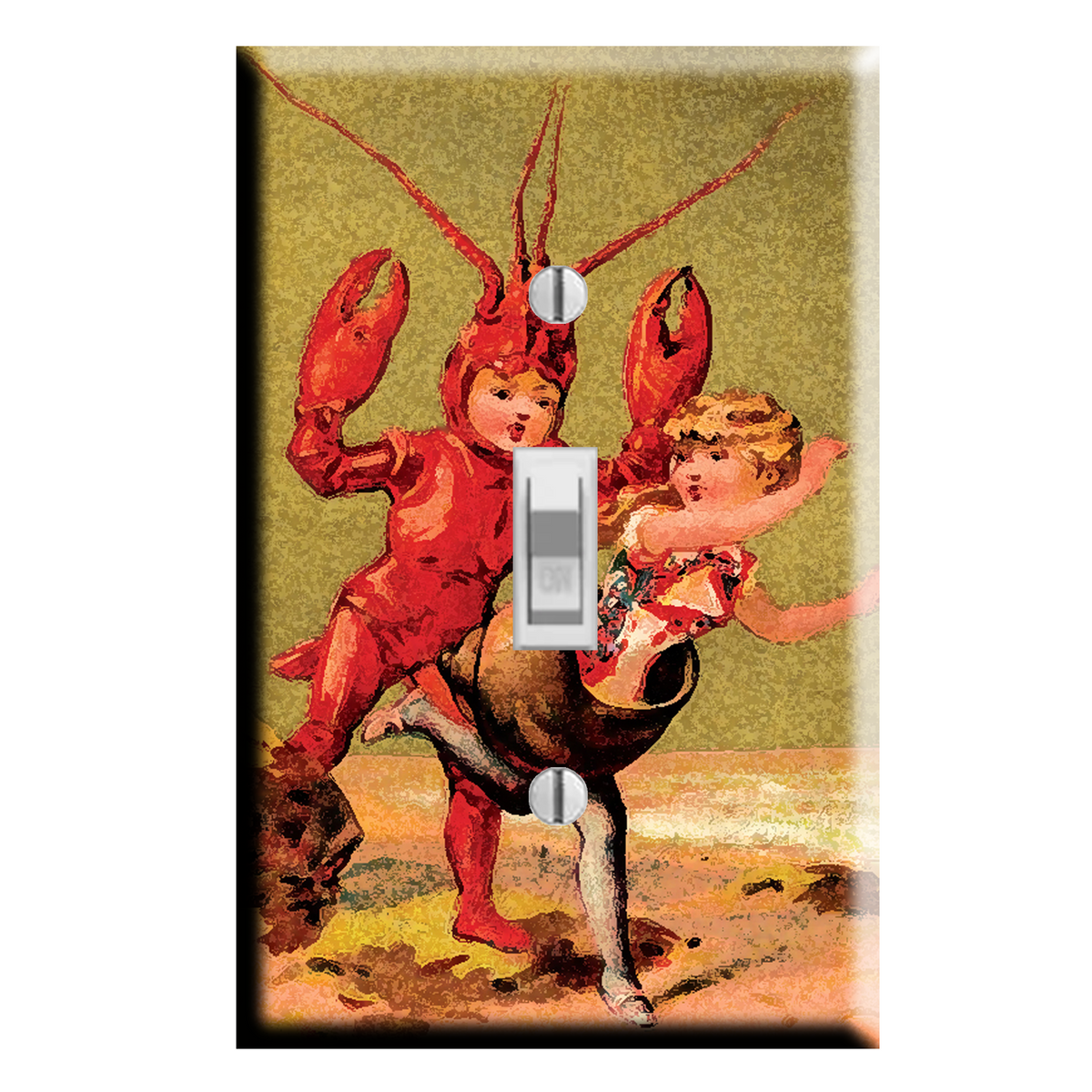 Lobster Boy Meets Escargot Girl Art Light Switch Plate Cover Nautical Coastal Decor