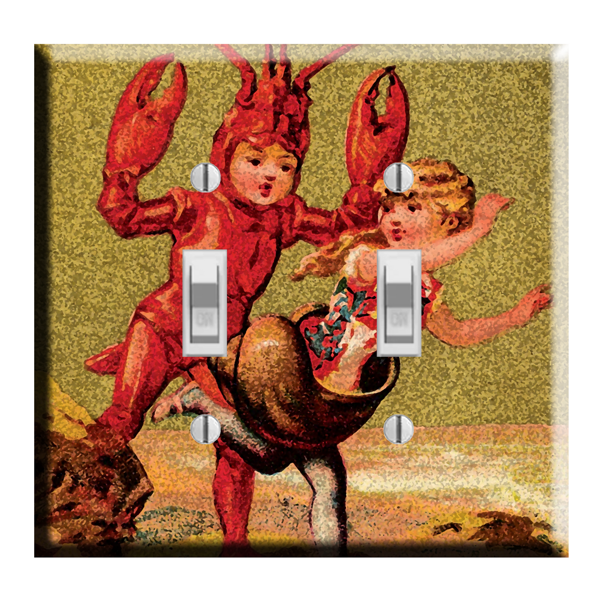 Lobster Boy Meets Escargot Girl Art Light Switch Plate Cover