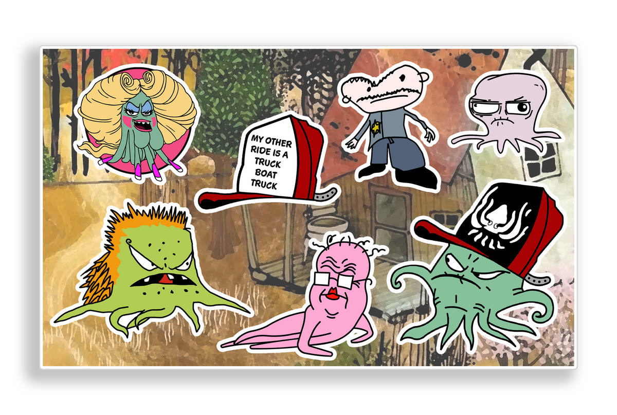 Squidbillies Blue Ridge Mud Squids Adult Cartoon Vinyl Decal Sticker Sheet