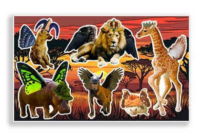 Whimsical Safari Fairy Animals with Hats Vinyl Decal Sticker Sheet Journal Planner Stickers