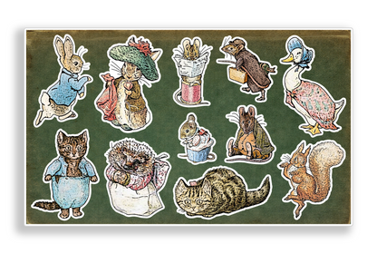 Vintage Style Beatrix Potter Journaling Scrapbook Ephemera Decal Sticker Sheet