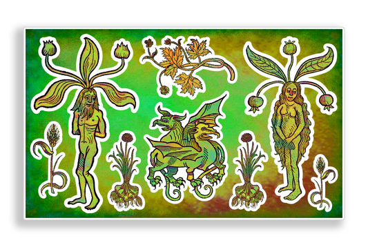 Mythical Medieval Mandrake Witchy Vinyl Decal Sticker Sheet Journal Planner