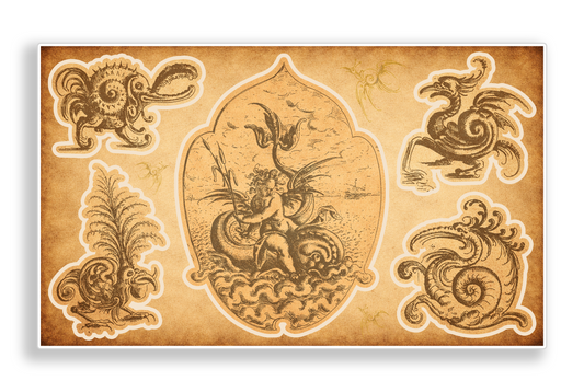 Renaissance Medieval Sea Monster & Mythical Creature Vinyl Decal Sticker Sheet