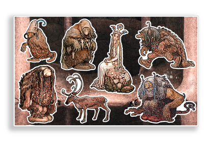 Whimsical Folklore Fairy Tale Troll Journal Planner Vinyl Stickers Sheet